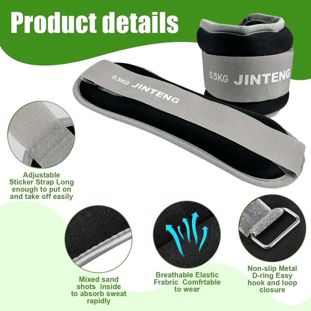 1 Paar verstellbare Handgelenk-Knöchelgewichte 1 kg/2,2 lbs, 2 kg/4,4 lbs, 3 kg/6,6 lbs Gewicht für Joggen, Gymnastik, Aerobic, Physiotherapie