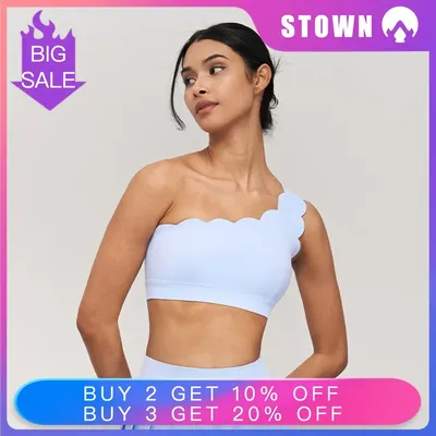 2025, Damen-Sport-BH mit abnehmbaren Körbchen – One-Shoulder-Design, breitem Saum und Racerback – stoßfeste Unterstützung für Yoga und Fitness