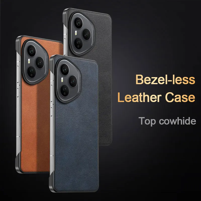 Neue Luxus Einfarbig Leder Nicht Grenze Stoßfest Telefon Fall Für Honor 400 Pro 300 Ulttra 200 100 90 60 pro Stoßstange Zurück Abdeckung Image