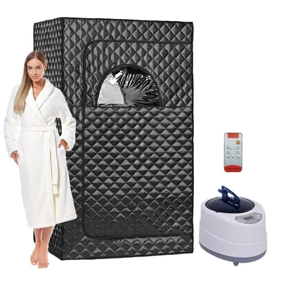 Tragbare Dampfsauna, tragbare Sauna für zu Hause, Saunazelt-Saunabox mit 2L Dampfgarer, Fernbedienung, Klappstuhl