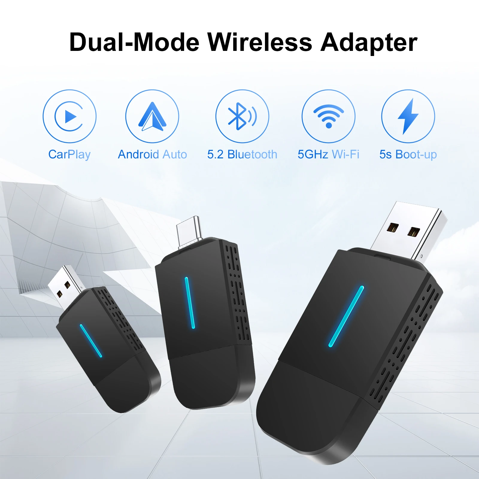 Der Ezonetronics Wireless Carplay-Adapter wandelt kabelgebundenen in einen kabellosen Carplay-Adapter für das iPhone Wireless Control Plug & Play Carplay um Image