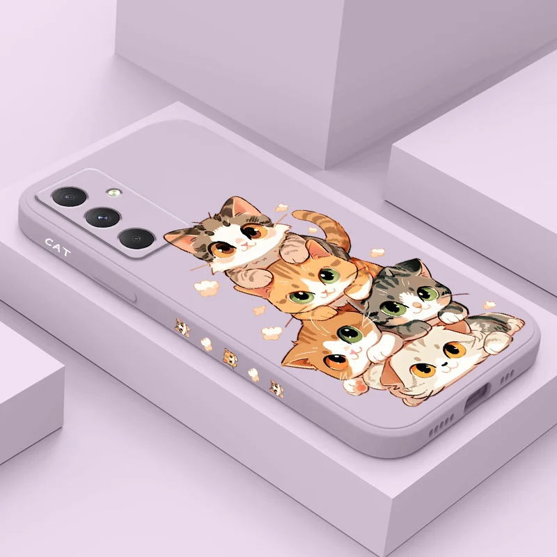 Custodia morbida per telefono gatto carino per Samsung Galaxy A56 A36 A26 A16 A06 A55 A35 A25 A15 A05 A05S A54 A34 A24 A14 A04 A04S A04E 4G 5G Cov