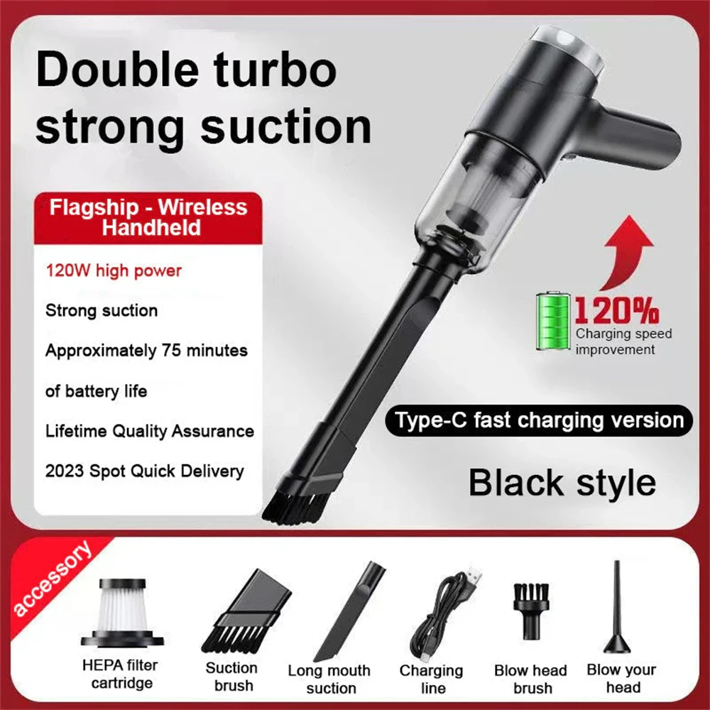 6-in-1-Auto-Staubsauger, kabellose Handreiniger, doppelter Verwendungszweck, starke Saugkraft, tragbare Staubsauger, Elektrogeräte Image