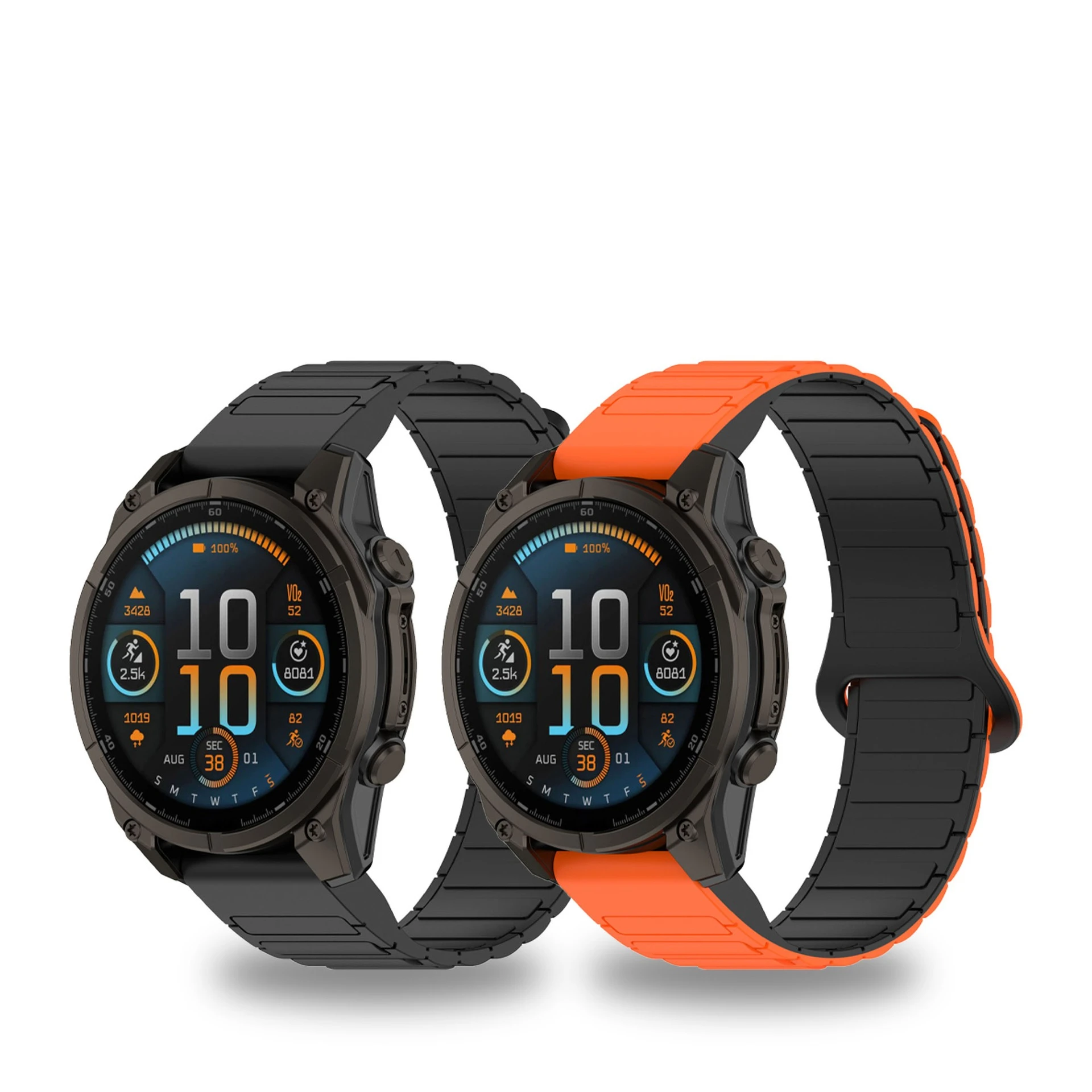 20/22/26 mm zweifarbiges magnetisches Silikonarmband für Garmin-Uhren in den Größen 20/22/26 mm I-förmiges magnetisches Silikon-Uhrenarmband