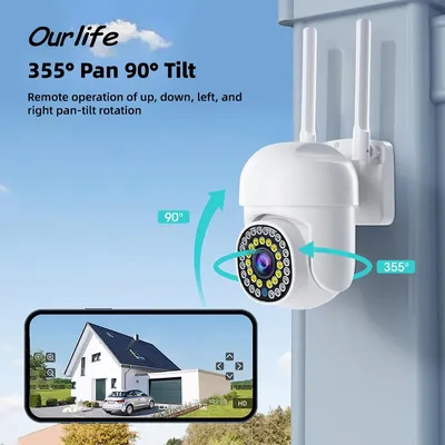 HD 1080 WiFi PTZ IP Camera Outdoor Waterproof Color Night Vision Auto Tracking Mobile Tracking Alarm Remote Control web Cameras
