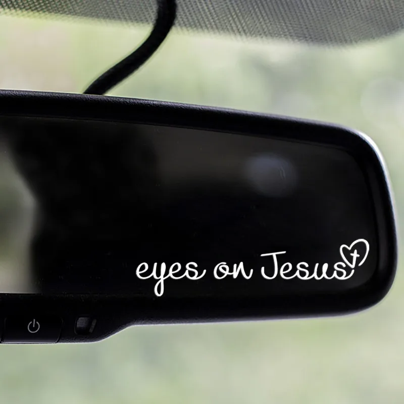 2pc Hot Eys Auf Jesus Englisch Brief Rückspiegel Aufkleber Originalität Frauen Mädchen Make-Up Sicheres Logo Auto Innen Nehmen Bild