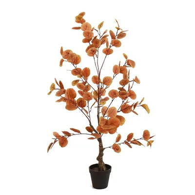 Artificial Fall Eucalyptus Tree Thanksgiving Decor, Artificial Autumn Ficus Tree Decor For Porch Fireplace Front Indoor Party