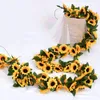 2,3 m simulierte Sonnenblumen-Dekoration, künstliche Rebe, gelbe gefälschte Seidenblume, Rebe plus Orchideenbaum, Hochzeit, Party, Hochzeitsdekoration
