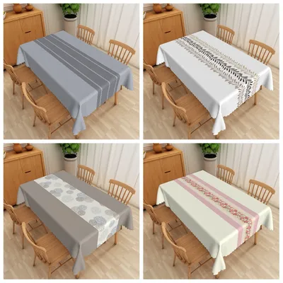 Rectangle Rustic Tablecloth Coffee Linen Waterproof Dining Table Cover for Home Outdoor Picnic Kitchen Vacation Party Decoration