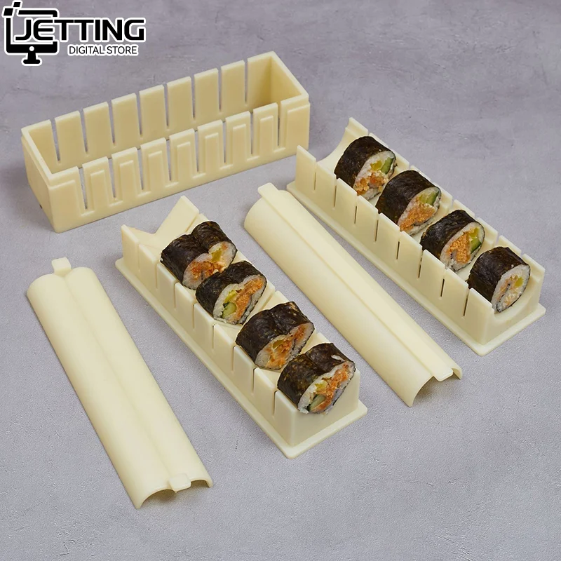 3 teile/satz Sushi Maker Ausrüstung Kit Kunststoff Kimbap Sushi Rollen Form Runde Quadratische Herz-förmigen Sushi, Der Werkzeuge Kuchen rolle Form Image
