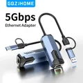 Adattatore Ethernet USB 5G Scheda di rete USB 3.0 da 5000 Mbps per PC portatile Server NAS Adattatore Internet USB-A/C per Windows Mac OS