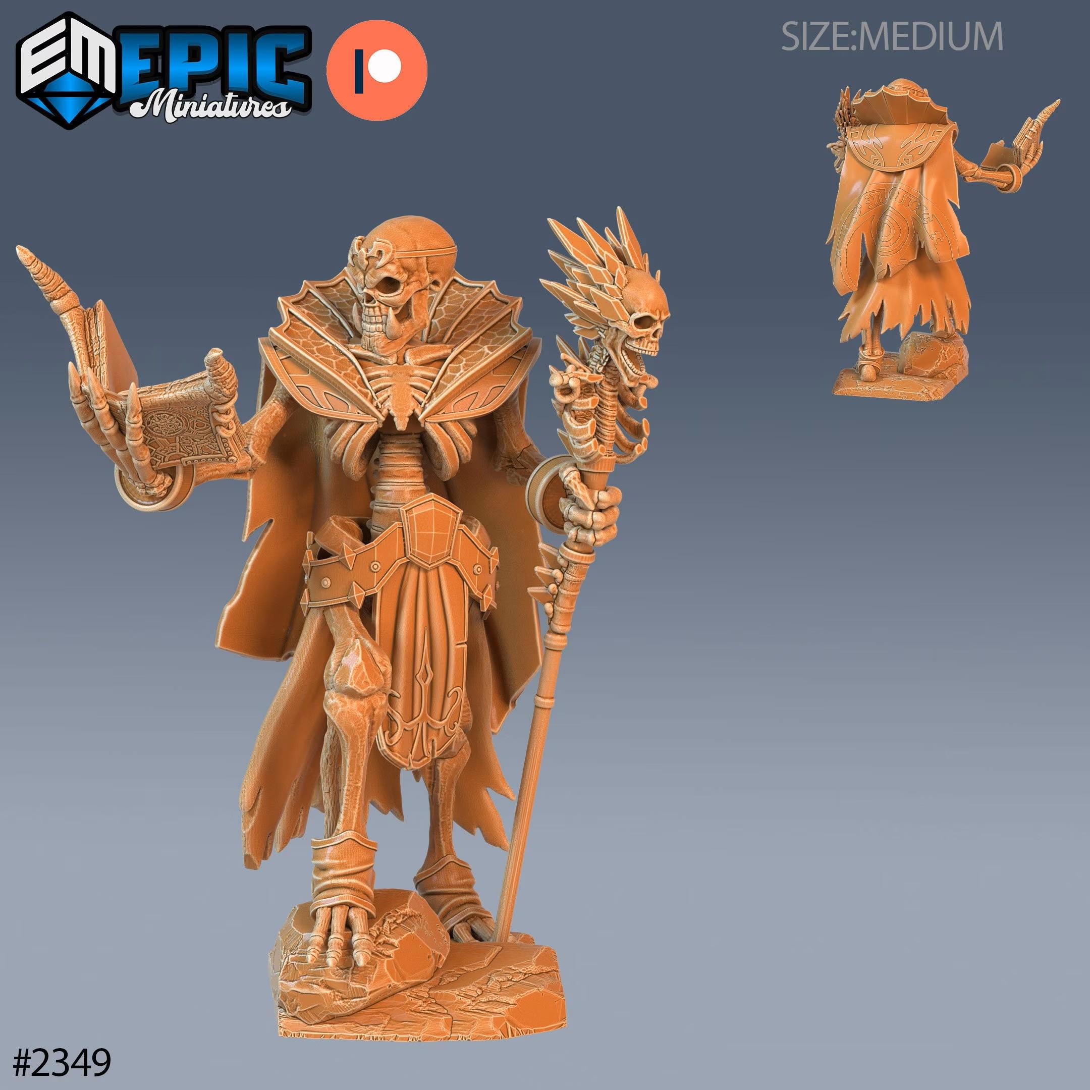 Miniatura di Negromante Scheletro | Miniatura di Mago Non Morto | per D&D 5e, Pathfinder e altri giochi di ruolo | 28 mm | EPIC Miniatures