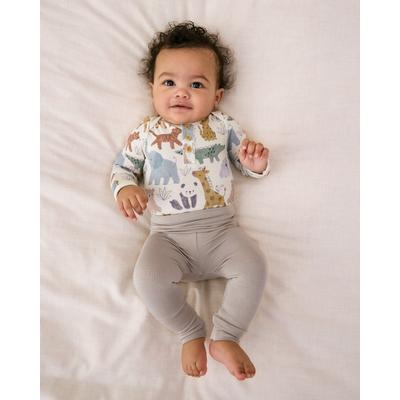Dove Gray Fold-Over Legging - 3-6 months