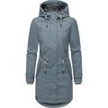 Regenjacke PEAK TIME "L60042", Damen, Gr. M (38), blau (stahlblau), Obermaterial: 100% Polyurethan, Futter 1: 100% Polyester, Futter 2: 60% Baumwolle, 40% Polyester, Wattierung: 100% Polyester, modisch, tailliert ca. Mitte Oberschenkel, Langarm...