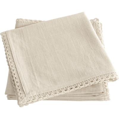 Stoffserviette OTTO HOME "Elyna", grau (taupe), B:45cm L:45cm, Obermaterial: 100% Baumwolle, Servietten, uni, mit schöner Spitze, weiche Haptik Image
