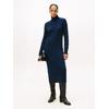 Strickkleid TOMMY HILFIGER "SOFT WOOL CABLE ROLL-NK LS DRESS", Damen, Gr. M (38), N-Gr, blau (schwarz night navy), Strick, Obermaterial: 100% Wolle, unifarben, casual, Langarm, Kleider, mit Zopfmuster, aus reiner Wolle