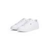 Plateausneaker TOMMY HILFIGER "ICON COURT SNEAKER", Damen, Gr. 35, weiß, Nappaleder, sportlich, Schuhe, Freizeitschuh, Halbschuh, Schnürschuh mit Flaggen-Logo