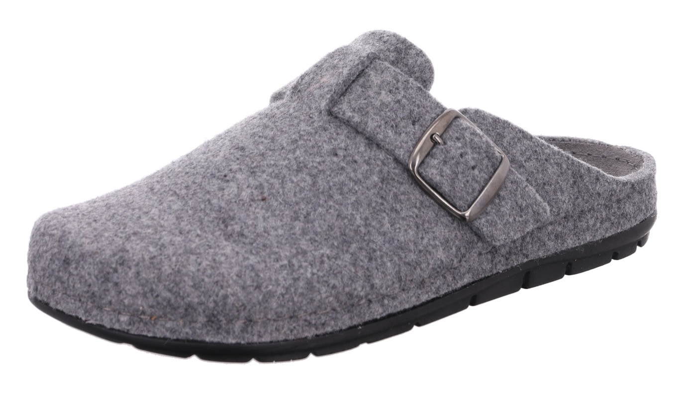 Pantoffel ROHDE "RODIGO-H", Herren, Gr. 47, grau, Filz, meliert, Schuhe, Hausschuh, Schlappen, Homeslipper mit innenliegender Plateausohle