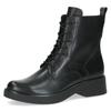 Schnürboots CAPRICE, Damen, Gr. 38, schwarz, Leder, klassisch, Schuhe, Blockabsatz, Schnürstiefelette, Businessstiefelette mit Ziernähten