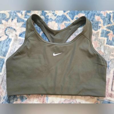 Nike Intimates & Sleepwear | Women's Nike Army Green Sports Bra Large Athletic Workout Compression Gym | Color: Green | Size: L