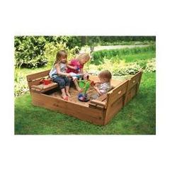 Badger Basket Covered Convertible Cedar Sandbox with Two Bench Seats, Natural