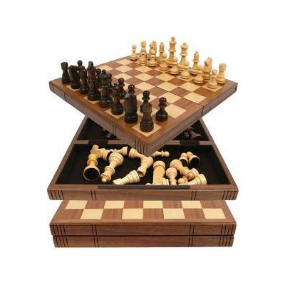 Trademark Global Walnut Book Chess Board with Staunton Chessmen - 12-2114