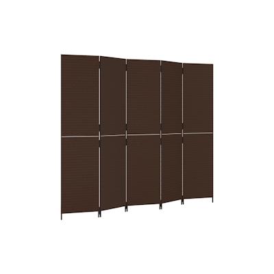 vidaXL Paravent 5-tlg. Braun Poly Rattan Image