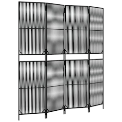 vidaXL Paravent 4-tlg. Schwarz Poly Rattan Image