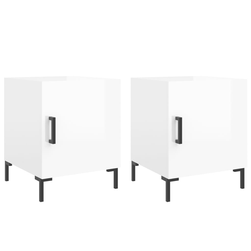 vidaXL Nachttische 2 Stk. Hochglanz-Weiß 40x40x50 cm Holzwerkstoff Image