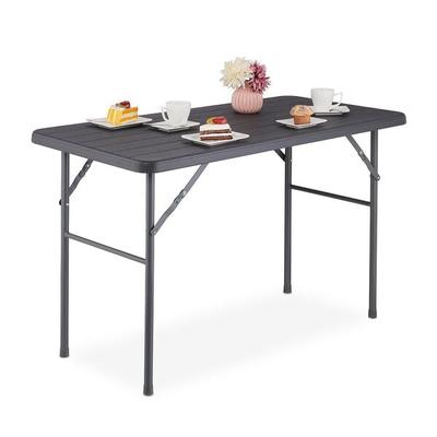 relaxdays Eckiger Gartentisch in Holzoptik 118 x 60 x 74 cm Grau Image