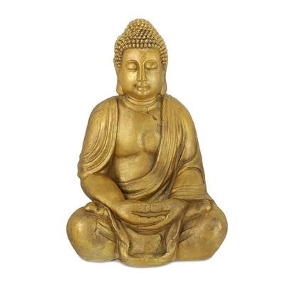 relaxdays Gartenfigur großer Buddha 70 cm gold gold Image