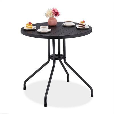 relaxdays Runder Gartentisch in Holzoptik Ø 80 cm schwarz Image