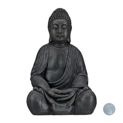 relaxdays Gartenfigur Buddha 50 cm anthrazit
