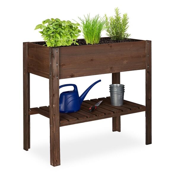 relaxdays Hochbeet Holz 80 x 88 x 43,5 cm braun Image