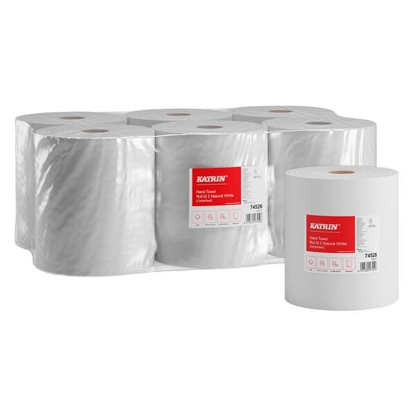 Katrin 6 x Handtuchrolle Katrin M2, 2-lagig, naturweiß, Material Tissue, Endlospapier 1 weiß, 17.8 cm Image