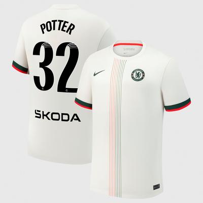 Chelsea WSL Stadion Auswärtstrikot 2025-26 mit Aufdruck Potter 32 Image