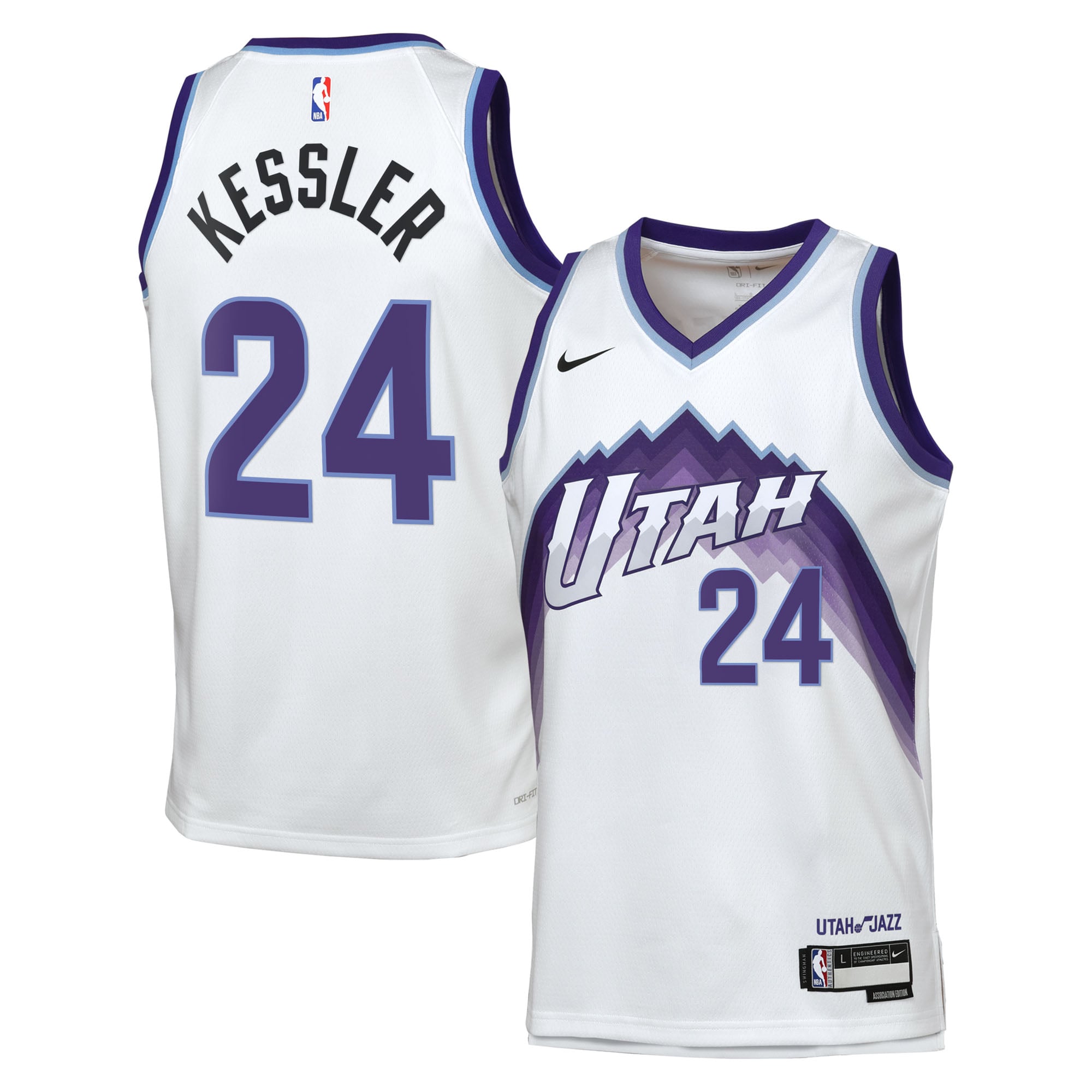 Maillot Nike Réplique Association Swingman des Utah Jazz - Personnalisé - Walker Kessler - Jeunes - unisexe Taille: M (10/12)