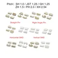 10 PZ 1.0 1.25 1.5 2.0 2.54 SH/JST/ZH/PH/XH 1.0MM 1.25MM 2.0MM 2.54MM Maschio Spille Intestazione Presa Dip/Angolo Retto SMD 2/3/4/5-9P Spille