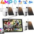 8CH 10 "Monitor LCD NVR Kit 4MP PTZ WiFi Sorveglianza Sistemi di telecamere solari Esterno 4PCS Telecamere alimentate a batteria Set iCSee APP