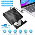 Lettore di masterizzatori CD/DVD portatile USB 3.0 tipo C sottile per DVD RW esterno per PC portatile, supporta masterizzazione e riproduzione ad alta velocità