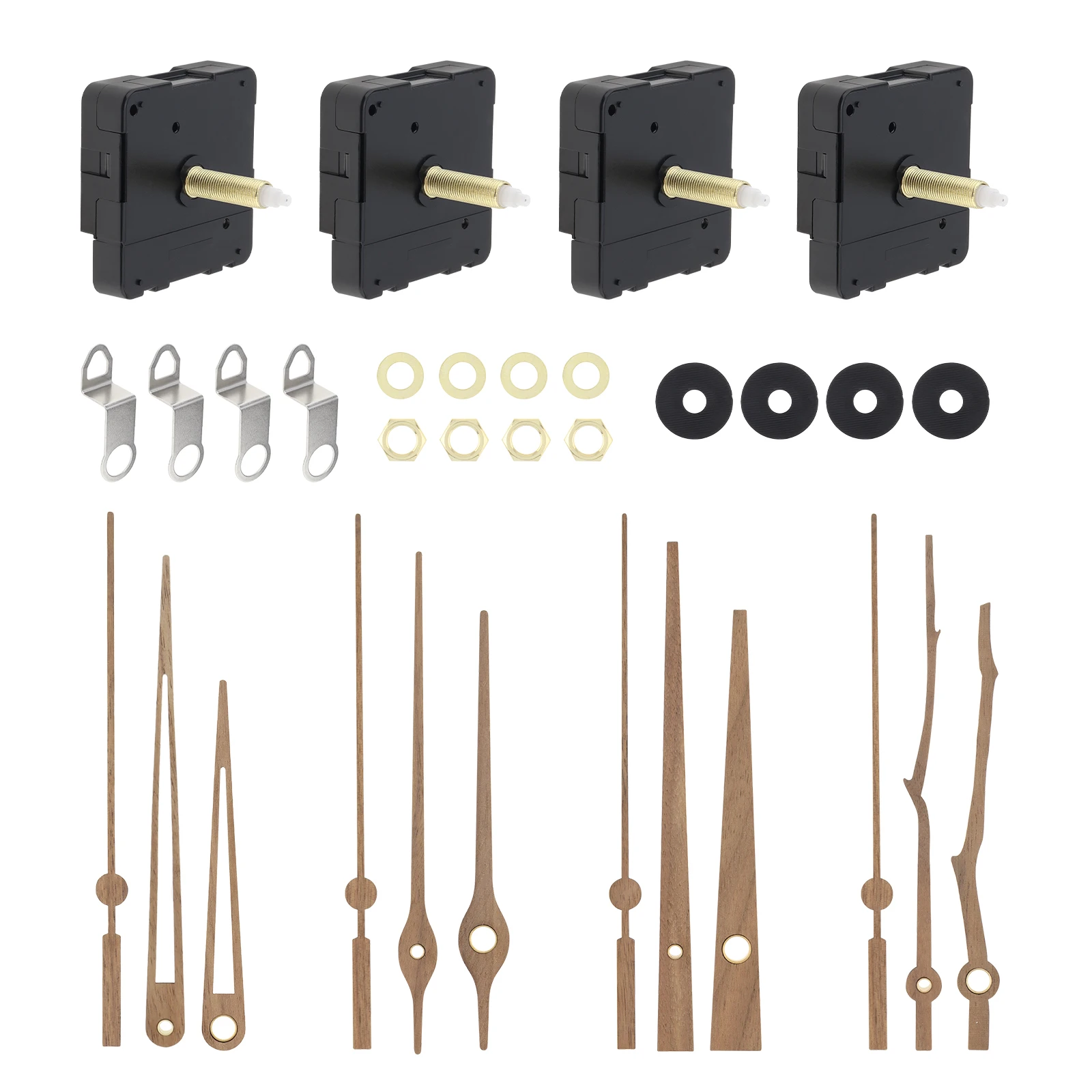 Kit meccanismo orologio silenzioso al quarzo con albero lungo da 4 pezzi da 20/32 mm per kit fai da te/pezzo di ricambio per riparazione orologio con 4 set di lancette dell'orologio