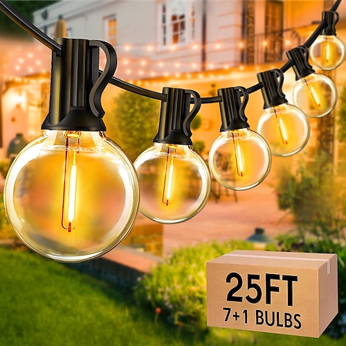 UL-zertifizierte Außen-LED-Lampenlichterkette 98ft 30m Lichter für den Außenbereich mit bruchsicheren G40 LED-Lampen wetterfest hängende Patio-Beleuchtung für Terrasse Haus Hinterhof Balkon Party Image