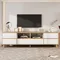 Meuble TV Anajqaqia, meuble TV moderne, avec compartiments et portes, meuble de salon en tons blanc et bois, 175x37x51 cm