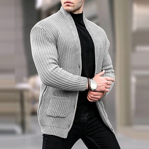 Herren Pullover Kleid Pullover Strickjacke Strickpullover Gerippt Stricken Normale Oberteile Gestrickt Gerippt Einfach Kragenlos Mode Schals Lässig Alltagskleidung Bekleidung Herbst Winter Wei