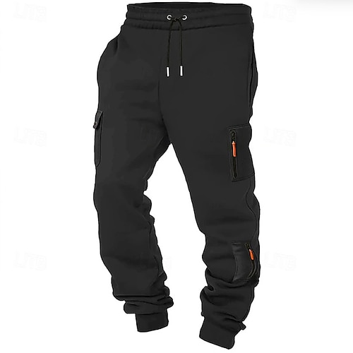 Herren Jogginghose Taktische Hose Hose Cargo-Jogginghose Kordelzug Tasche Elastischer Bund Einfach Komfort Volle Länge Outdoor Lässig Täglich Mode Klassicher Stil Schwarz Weiß Dehnbar Image