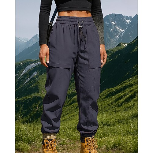 Damen Wanderhosen Freizeithosen Winter Herbst Außen Normale Passform Wasserdicht Winddicht Unterteile Tasche Elastischer Bund Schwarz Armeegrün Camping / Wandern Laufen S M L XL XXL Image