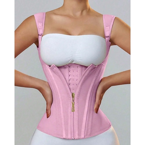 Taillentrainer-Weste für Damen mit Reißverschluss – Bauchweg-Shapewear, Bruststütze, Haltungskorrektur, schlankmachender Body Shaper mit 15 Stäbchen Image
