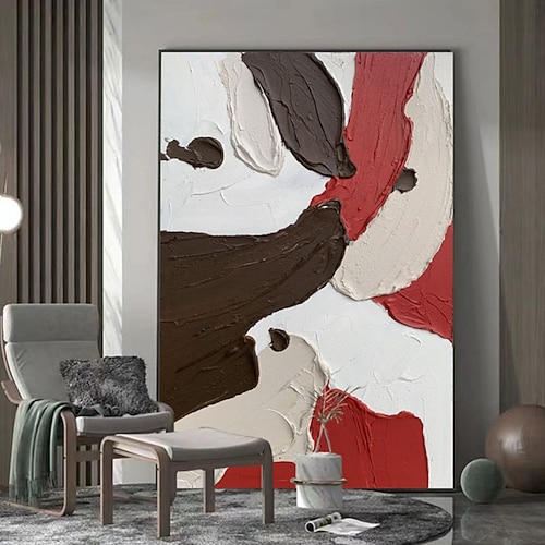 handgemaltes abstraktes Ölgemälde auf Leinwand, dekorativ, modern, Farbblock, strukturiert, Acryl, Wandkunst, Dekor für Zuhause, Bild, kein Rahmen Image
