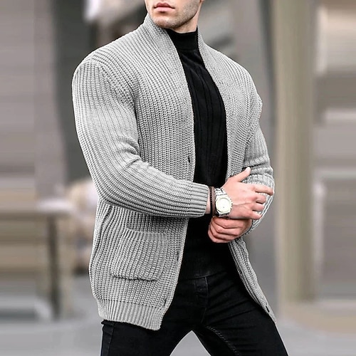 Herren Pullover Kleid Pullover Strickjacke Strickpullover Gerippt Stricken Normale Oberteile Gestrickt Gerippt Einfach Kragenlos Mode Schals Lässig Alltagskleidung Bekleidung Herbst Winter Wei