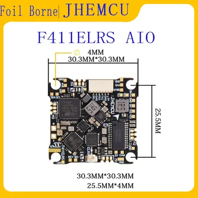 JHEMCU F411ELRS 1S 2S Crossover Flight Control ELRS 12A Four in One Electronic Tuned HD Sky Terminal